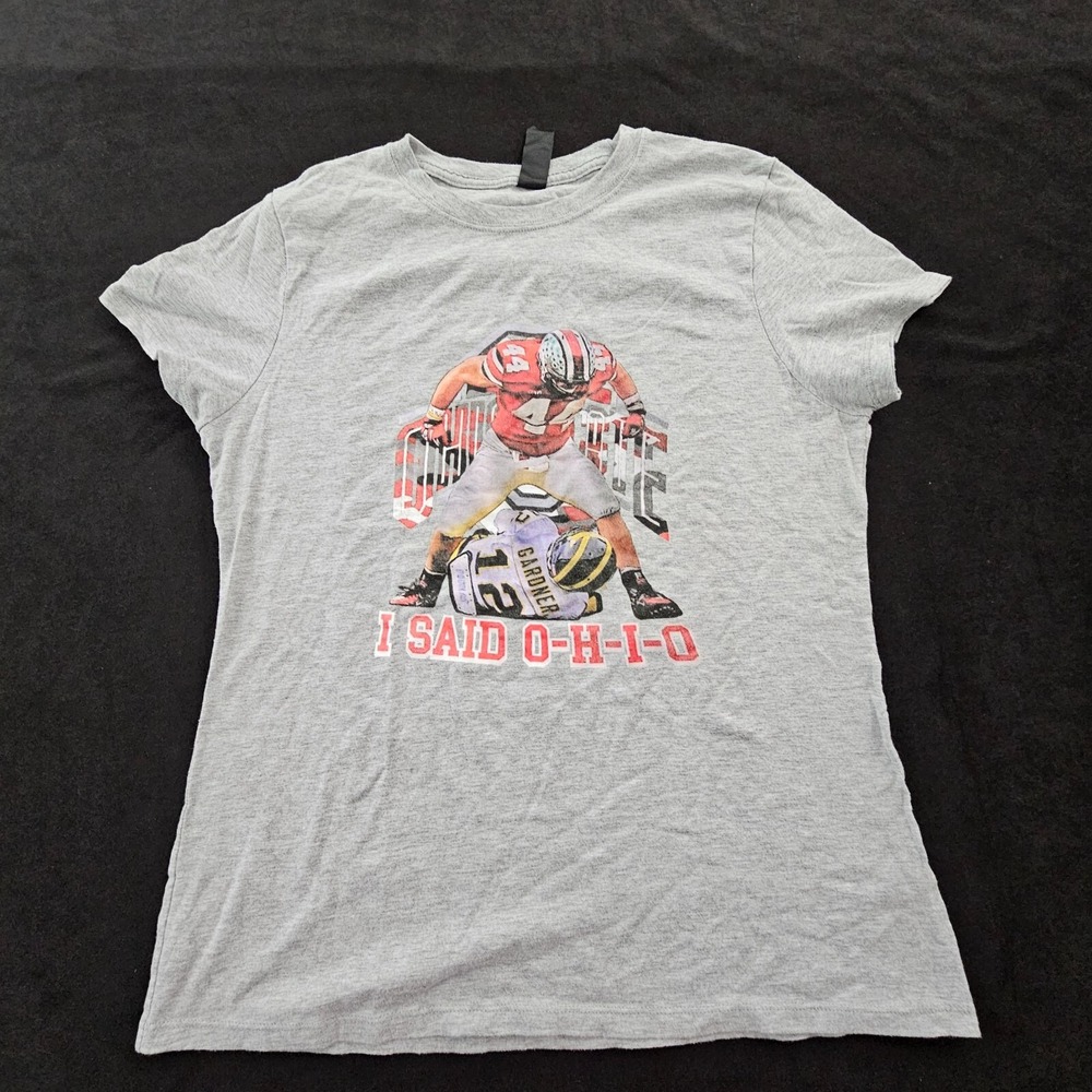 OSU I Said O-H-I-O Gray Short Sleeve Cotton Blend T-Shirt Women's L